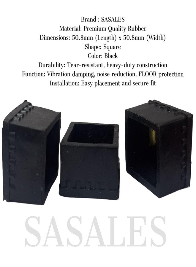 SASALES Square Shape Rubber Chair Leg Protector - Anti-Slip & Floor Scratch Guard 2 X 2 Inch - (Black) 4Pcs - Image 3